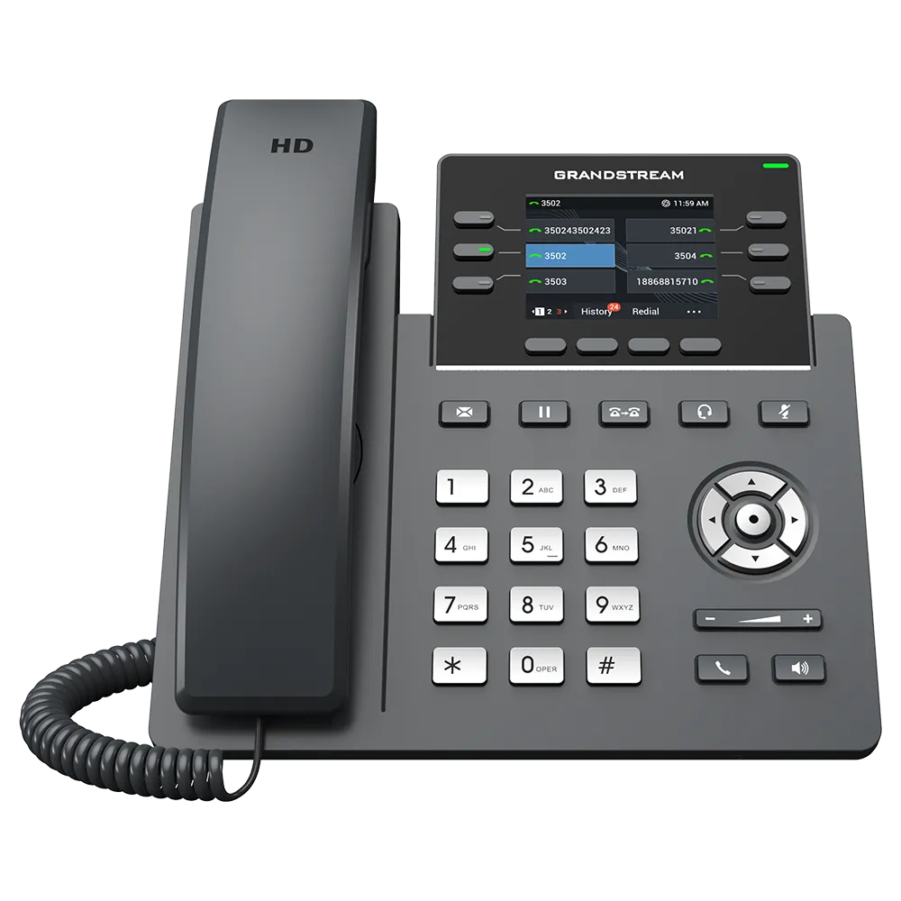 Grandstream 3-Line Carrier Desk Phone, Wi-Fi 6 - PoE